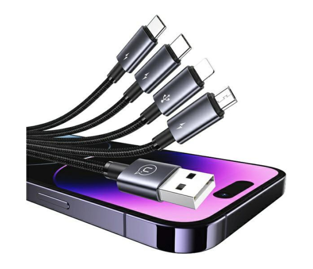 USAMS Kabel 4w1 2xUSB-C/Lightning/MicroUSB 15W 1,2m Aluminum - 1569021 - zdjęcie 3